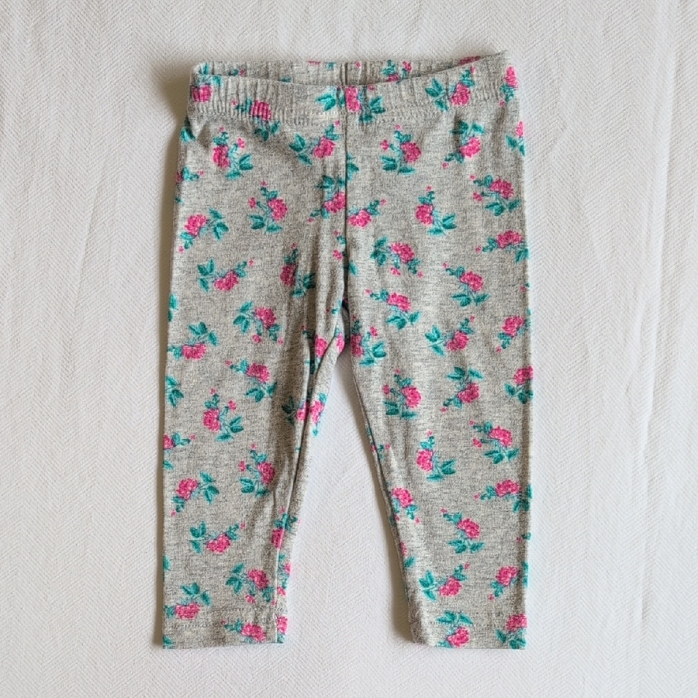 carter's floral gray leggings 3 months baby girl